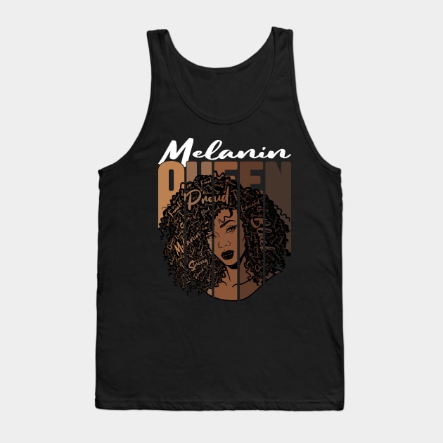 Melanin Queen Black Women Afro Empowerment Gift Tank Top by RK Design